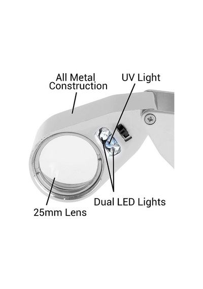 30X Büyütme Lup Mercek Metal Led Işıklı Lup Büyüteç Mücevher. Kuy
