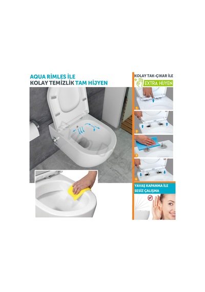 Aqua Bagno CLOUD Asma Klozet 54 cm , Entegre Bataryalı Soğuk Su G