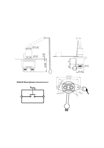 METAL AKÜ DEVRE KESİCİ ŞALTER - 12V 24V 300A