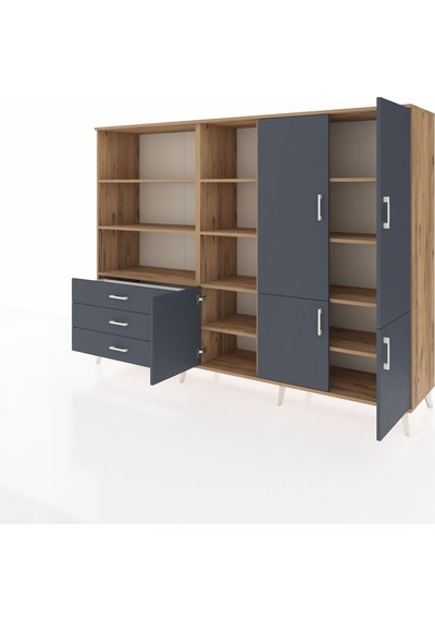 Hyperion Dolap 11 Raflı 3 Çekmeceli 5 Kapaklı 220x44x163 Çam-antr Çam-antrasit Hyperion Dolap 11 Raflı 3 Çekmeceli 5 Kapaklı 220x44x163 Çam-antr Çam-antrasit