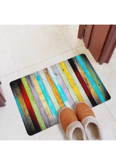 Esnature Rustik Ahşap Renkli Kapı Önü Paspası 45x70 Cm Çok Renkli