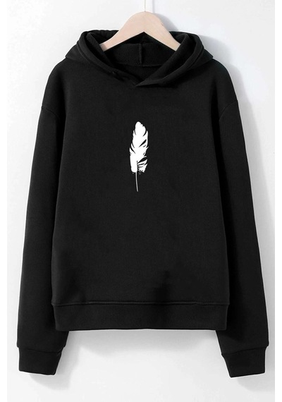 Uyguntarz Unisex Tüy Baskılı Sweatshirt siyah