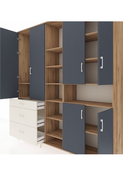 Hyperion Dolap 13 Raflı 3 Çekmeceli 6 Kapaklı 220x44x243 Çam-antrasit/aytaşı Çok Renkli Hyperion Dolap 13 Raflı 3 Çekmeceli 6 Kapaklı 220x44x243 Çam-antrasit/aytaşı Çok Renkli