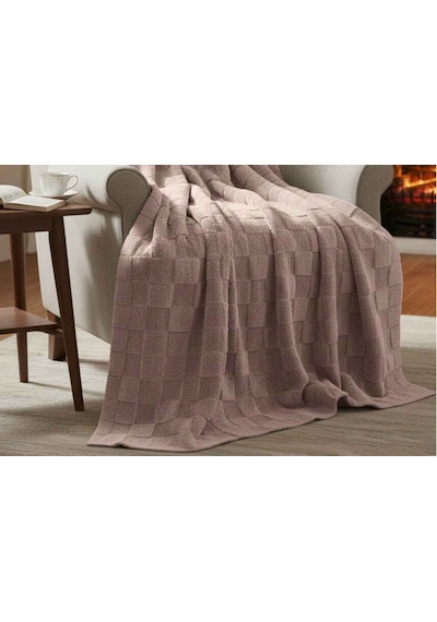 Merinos Fiona Stonecube Soft Battaniye 200x220 Pudra Açık Pudra