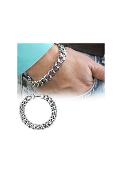 Silver Renk Gurmet Zincirli Modern Tasarım Erkek Çelik Bileklik Çelik