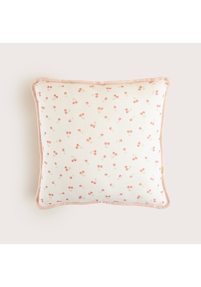 Cherry Boom Baskılı Dekoratif Yastık Vanilya/pembe