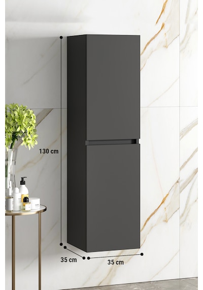Yıldız 35 130 Cm Antrasit Gri Mat Mdf Asma Banyo Boy Dolabı Antrasit - Gri