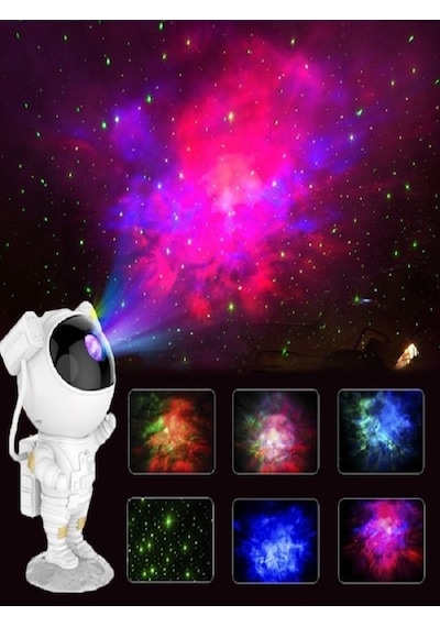 Mobgift Astronot Tasarımlı Kumandalı Projector Projeksiyon Gece L Çok Renkli