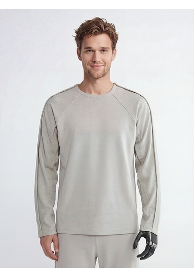 Lcw Limitless Bej Kolay Giyilebilir Yanlardan Cırt Bantlı Erkek Sweatshirt