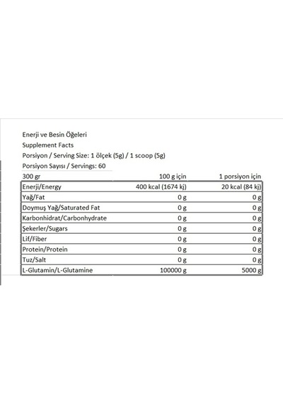 L-carnıtıne 3000mg Yeşil Elma/glutamıne 300g