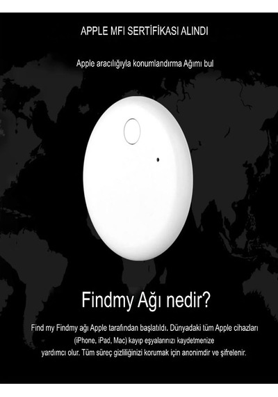 Mfi Apple Uyumlu iPhone iPad Mac Find My Sertifika Akıllı Takip Cihazı