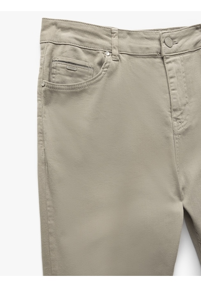 Koton Pamuklu Straight Fit Gabardin Pantolon Gri 5sam40098hw Gri