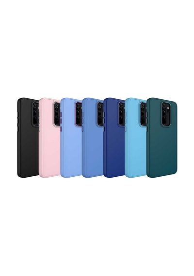 Xiaomi Redmi Note 8 Pro Renkli Metal Kamera Çerçeveli İçi Kadife Lansman Kılıf - Lacivert