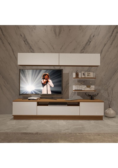Decoraktiv Trendstyle 5s Mdf Tv Ünitesi Tv Sehpası - Ceviz Beyaz Ahşap - Beyaz