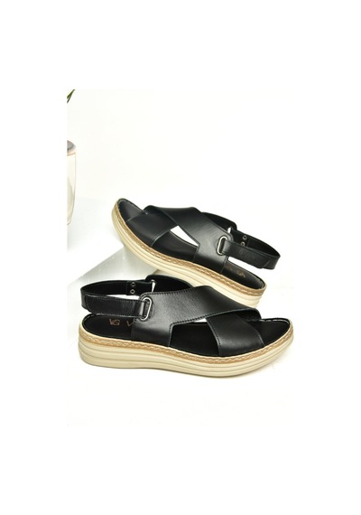 Fox Shoes U555240503 Siyah Hakiki Deri Kadın Sandalet Siyah-hakiki Deri Siyah