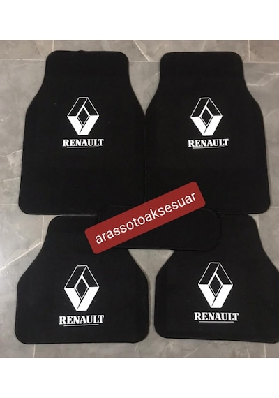 Renault Logolu Siyah Çift Katlı Halı Paspas Seti