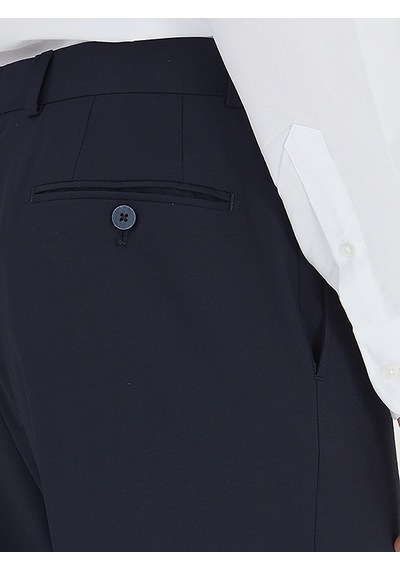 Kip Lacivert Düz Dokuma Fitted Fit Klasik Yün Karışımlı Pantolon Pant-452