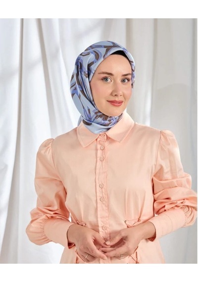 Silk Home Twill İpek Eşarp - 11548-08 Lila Mavi