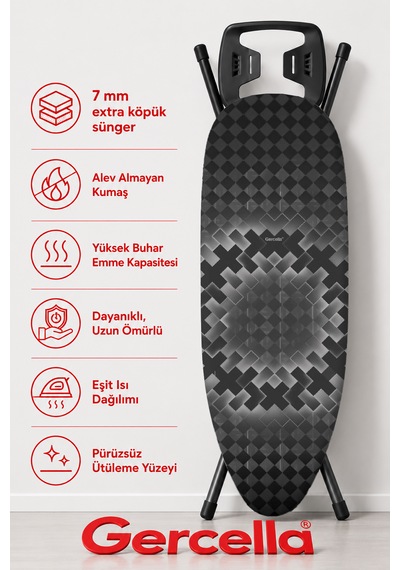 Hediyeli Oscar Ütü Masası Kılıfı Bezi Örtüsü Açık Gri