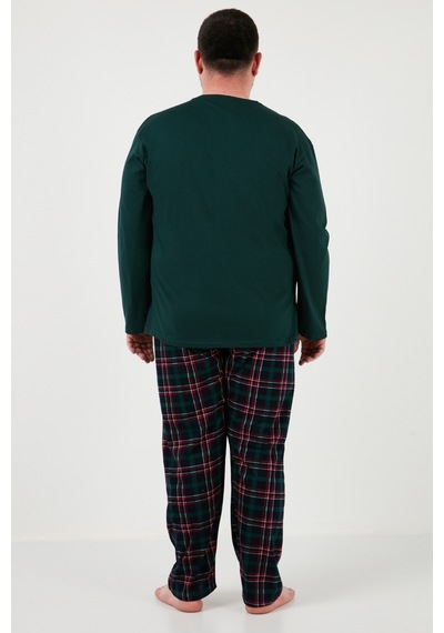 Buratti Pamuklu Regular Fit Büyük Beden Erkek Pijama Takımı 6572001B Yeşil