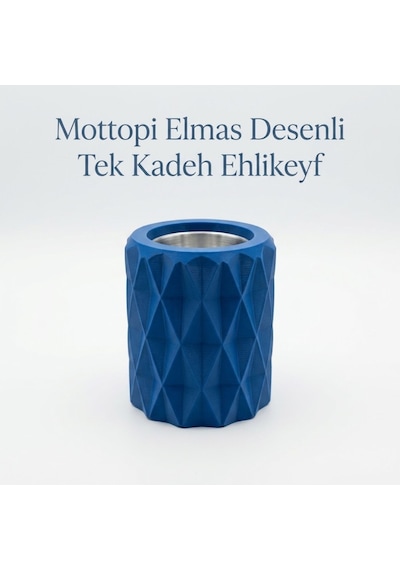 Mottopi Ehlikeyf Mavi Elmas Desenli,1 Kadeh Yuvalı,metal İç Hazneli,termojelli Soğutucu-mavi