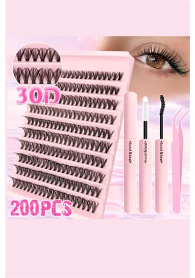 30d 40d 50d Küme Kirpik Seti 200 Adet Geniş Bantlı Ultra Hafif & Su Geçirmez Doğal Görünümlü Kirpi