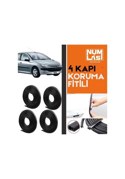 Peugeot 206 4 Kapı Koruma Fitili Siyah Renk Numlas-a Kalite-nm2199