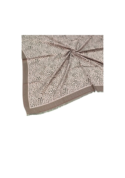 Mim Eşarp Ebruli Kışlık Desenli Eşarp 95x95 Cm Vizon