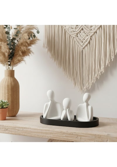 Bernami Mumluk Şamdanpinterest 4 Lü Düşünen Aile Dekoratif Obje Seti Siyah-beyaz Diğer