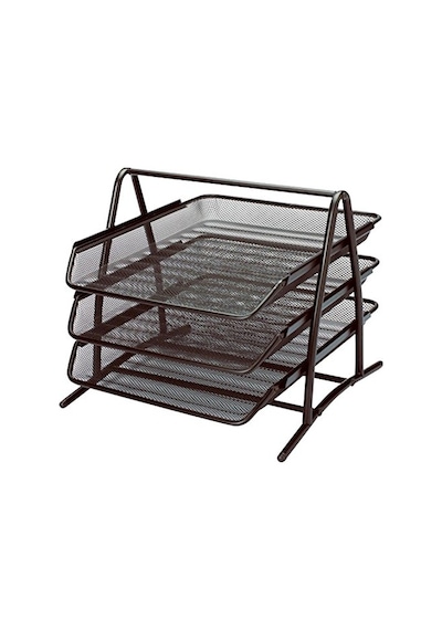 Ayrex 3a 1055 Metal Perfore Evrak Rafı, 3 Lü Siyah Genel