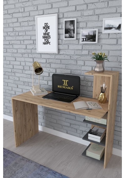 Tower Bilgisayar Masası, Pc Masası, Raflı Çalışma Masası - Meşe Diğer