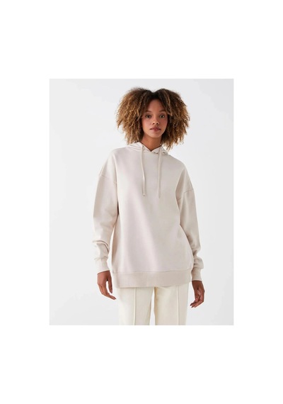 LC Waikiki Xsıdebej Düz Oversize Kadın Kalın Hoodie Beıge