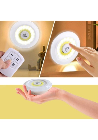 Buffer 3lü Uzaktan Kumandalı Pilli Yapışkanlı Kablosuz Led Spot Lambalar Renkli