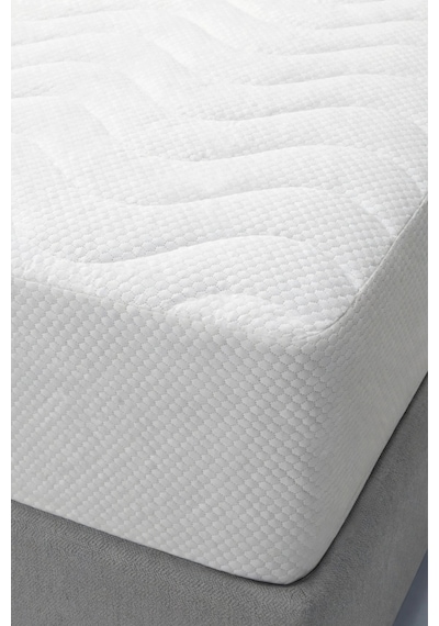 Sıvı Geçirmez Elyaf Dolgulu Kapitone Honeycomb Desenli Fitted Bazalı Yatak Alezi Nefes Alan Microfiber Yatak Koruyucu Alez Beyaz Tek Kişilik - Çift Kişilik