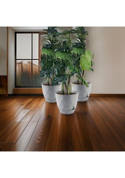 Omnipazar Krs-457 Yakamoz Tabaklı Plastik Saksı Takımı 26 Litre No 7 Gri