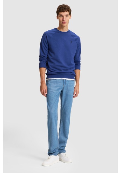 U.S. Polo Assn. Erkek İndigo Bisiklet Yaka Regular Fit Basic Sweatshirt 50329441-vr028 Indigo