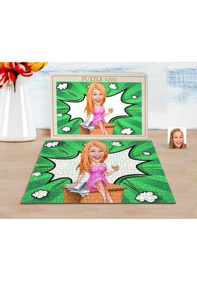 Bk Gift Kişiye Özel Kadın Patron Karikatürlü 1000 Parça Profesyonel Puzzle-7
