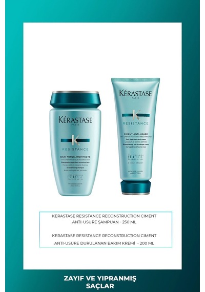 Kérastase Resistance Ciment Anti-usure Onarıcı Saç Kremi 200 Ml & Şampuan 250 Ml