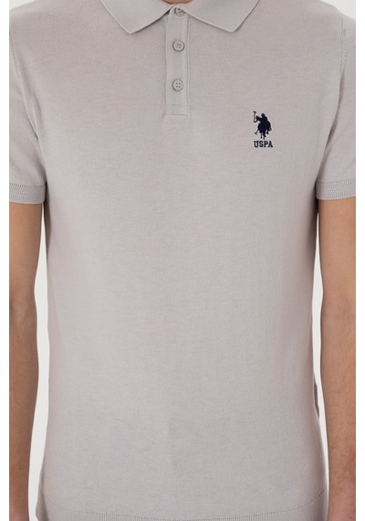 U.S. Polo Assn. Erkek Slim Fit Polo Yaka Açık Gri Tişört 50299359-VR001