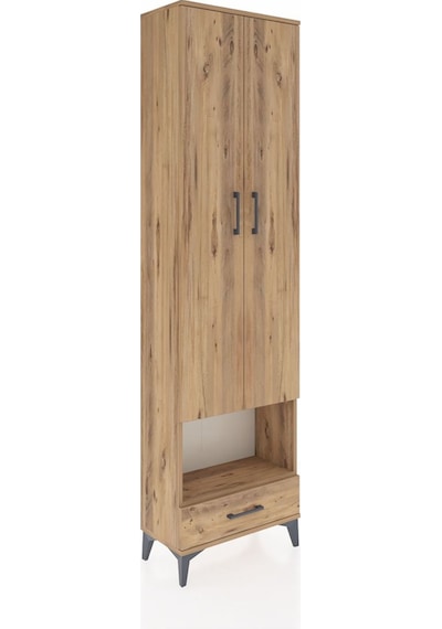 Arges Dolap 4 Raflı Tek Çekmeceli Tek Askılı 60x30x221 Çam-çam Çam