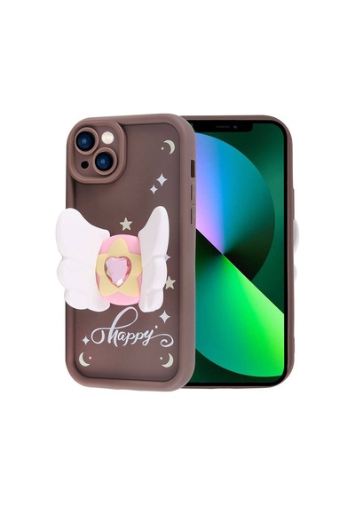 Zore Apple iPhone Uyumlu 13 Kılıf Kamera Korumalı Figür Tasarımlı Omsy Kapya Kapak - Pembe Açık