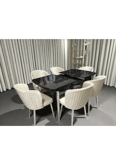 Msy Home 6 Kişilik Exclusive Kelebek Black Marble Krom Ayaklı Modern Yemek Odası Grubu 84512 Bej Msy Home 6 Kişilik Exclusive Kelebek Black Marble Krom Ayaklı Modern Yemek Odası Grubu 84512 Bej