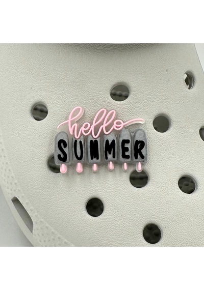 Crocs Terlik Süsü Ve Aksesuarı , Çanta Süsü Jibbitz 3d Hello Summer 01 Logo Aksesuar Siyah-gri-pembe-şeffaf Crocs Terlik Süsü Ve Aksesuarı , Çanta Süsü Jibbitz 3d Hello Summer 01 Logo Aksesuar Siyah-gri-pembe-şeffaf