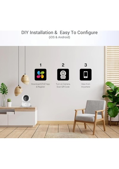 Akıllı İç Mekan Kamera Wifi, Hareket Takibi, 360 Dönen, 10m Gece Görüşü, Çift Yönlü Ses, Bulut/yerel Depolama C6n
