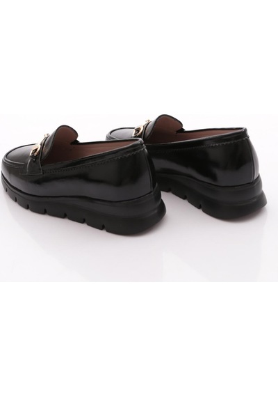 Dgn 6095 Kadin Kalin Taban Loafer Ayakkabi Siyah Rugan