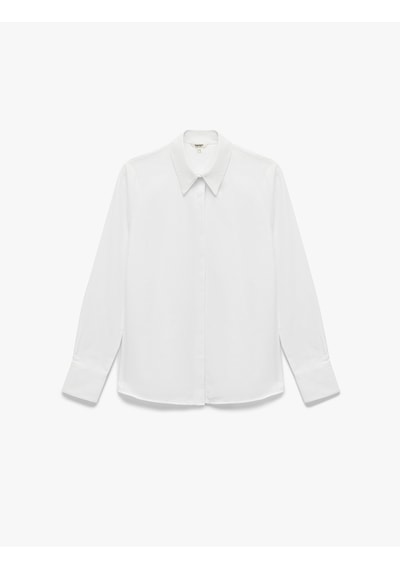 Koton Regular Fit Klasik Yaka Uzun Kollu Poplin Gömlek Kırık Beyaz 6wak60095uw Ekru