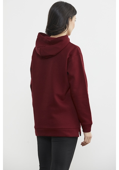 Kapüşonlu İçi Pamuklu Kalın Sweatshirt - Bordo Ekru