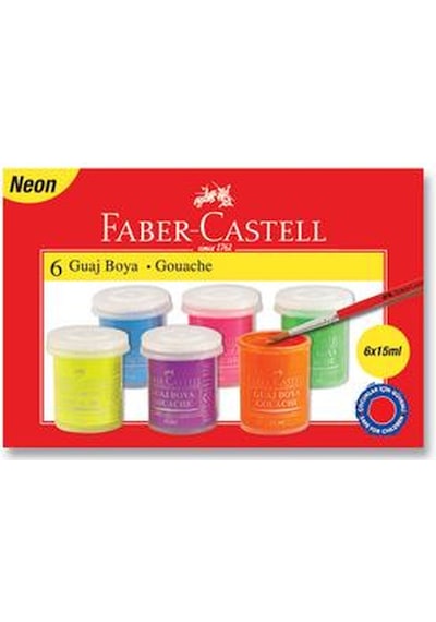 Guaj Boya 6x15 Ml Neon Renkler - Faber Castell Çok Renkli