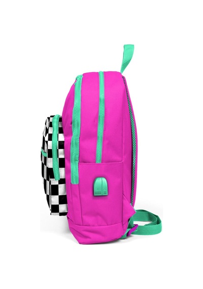 Coral High Kids Pembe Dama Desenli Usb Şarjlı Kulaklık Çıkışlı Okul Çantası