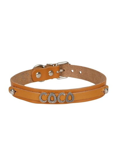 Cattie İsimlikli Deri Kedi Boyun Tasması Xl 1.5x28-32CM Camel